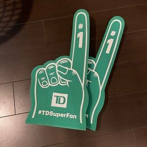 NEW SET OF 2 HOCKEY FAN FOAM FINGERS TD BRANDING SPORTS MEMOROBILIA